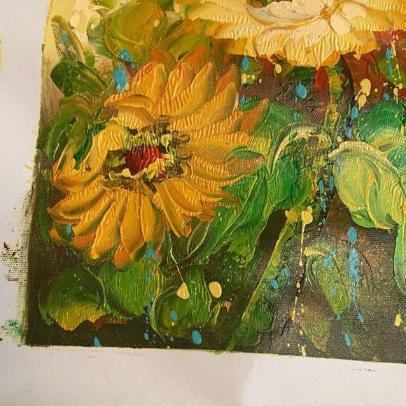 Beautiful floral original oil painting. Approximately 9” x 10 1/2” - Picture 3 of 6